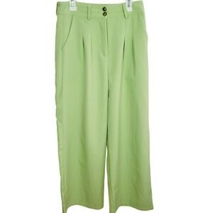 Cider Green Wide Leg Dress Pants Pockets Small